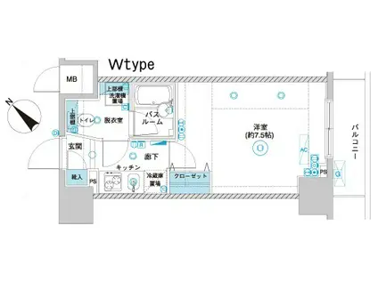 フェニックス横濱関内ベイガイア(1K/3階)の間取り写真