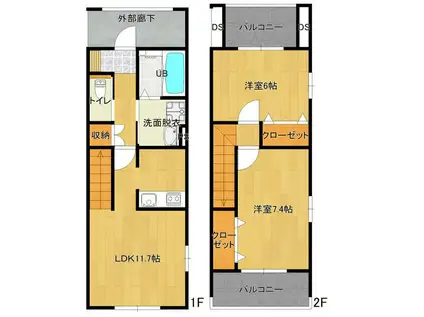 RITZ VILLAGE八木山本町(2LDK/2階)の間取り写真