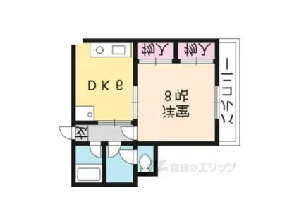 グランミュゼ北野(1DK/1階)の間取り写真