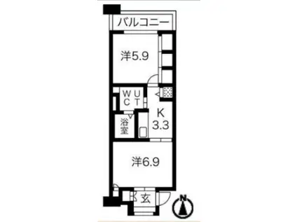 シティコート目黒3棟(2K/3階)の間取り写真