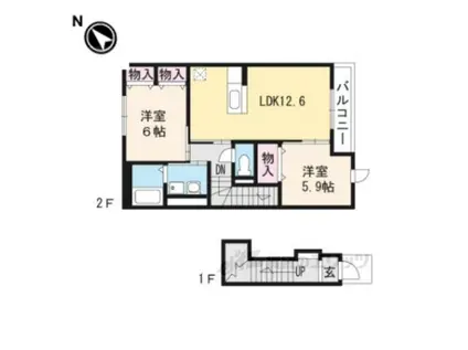 ルミエール(2LDK/2階)の間取り写真