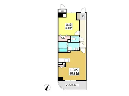 グレース三谷東(1LDK/2階)の間取り写真