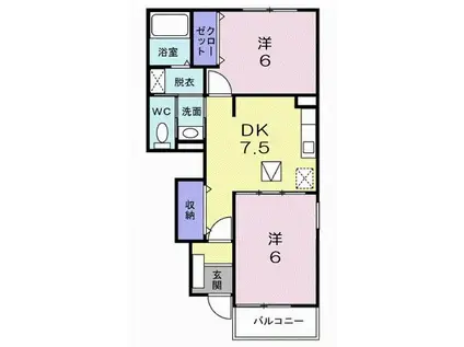 ヴィラ・ノースポール(2DK/1階)の間取り写真