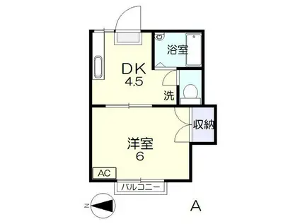 コーポ下伊福(1DK/2階)の間取り写真