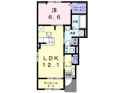パストラル香音 II(1LDK/1階)の間取り写真