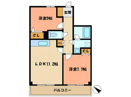 グランシャリオ(2LDK/2階)の間取り写真