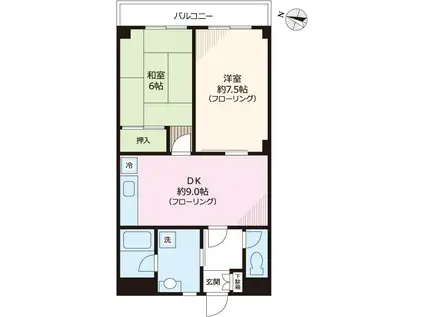 中葛西ハイツ(2DK/3階)の間取り写真