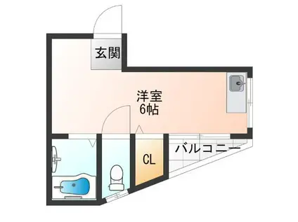 コーポ西天(ワンルーム/1階)の間取り写真