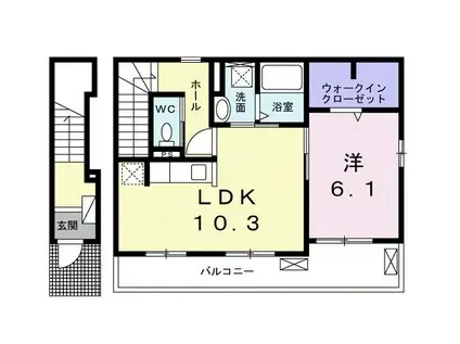 ロリエII(1LDK/2階)の間取り写真
