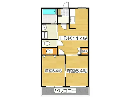 吉塚マンション(2LDK/7階)の間取り写真