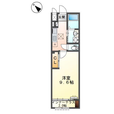 阿見町岡崎アパート(1K/1階)の間取り写真