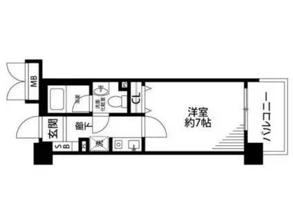 グランド・ガーラ南大井(1K/3階)の間取り写真