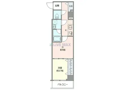 ARKMARK池袋本町(1DK/3階)の間取り写真
