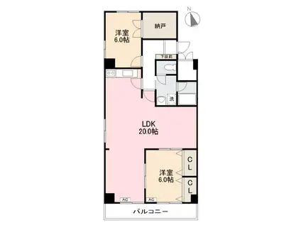 第三グリーンハイツ松縄(2LDK/2階)の間取り写真