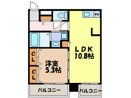 パルテールゴキソ(1LDK/2階)の間取り写真