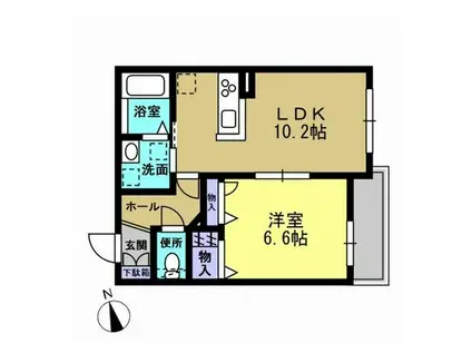 ボヌール(1LDK/2階)の間取り写真