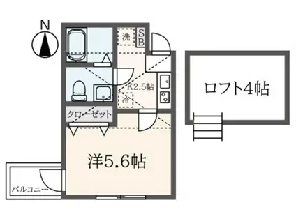 ベラビスタ西横浜(1K/2階)の間取り写真