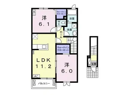 ラ・フェリオ(2LDK/2階)の間取り写真