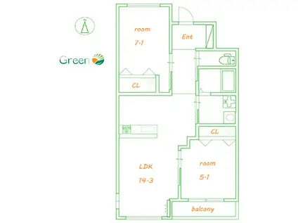 メゾン フルール(2LDK/2階)の間取り写真