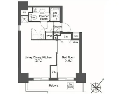 ユーレジデンス高輪台(1LDK/2階)の間取り写真