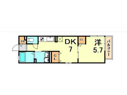 VIEW本山(1DK/2階)の間取り写真