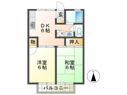 プリマベーラB(2DK/2階)の間取り写真