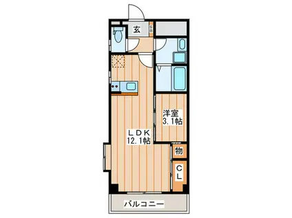グラツィオ(1LDK/2階)の間取り写真