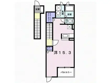 レゾン・リズエール IV(ワンルーム/2階)の間取り写真