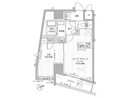 栖 浅草蔵前(1LDK/4階)の間取り写真
