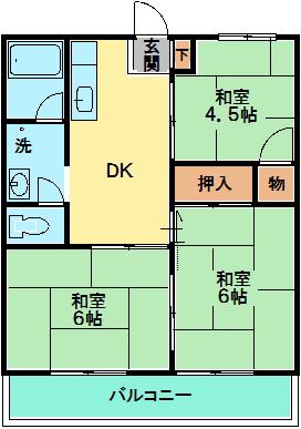 第3源荘(3DK/2階)の間取り写真