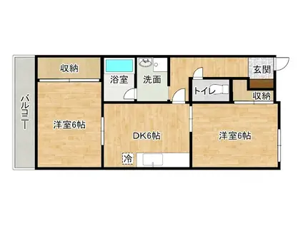 ルミエールKYI(2DK/4階)の間取り写真