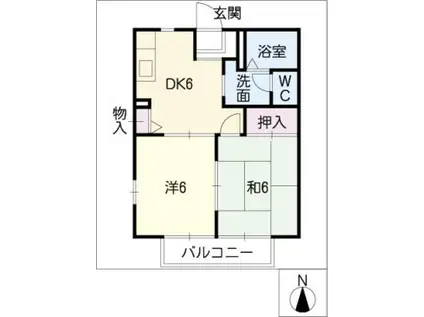 ディアコート蔵子A・B棟(2DK/2階)の間取り写真