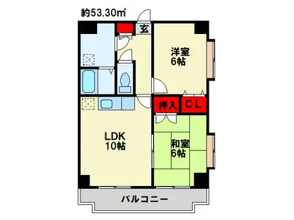 守恒センタービル(2LDK/3階)の間取り写真