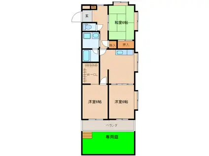 ファミール皆春(3LDK/1階)の間取り写真