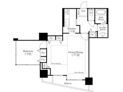 河田町ガーデン1(2LDK/15階)の間取り写真