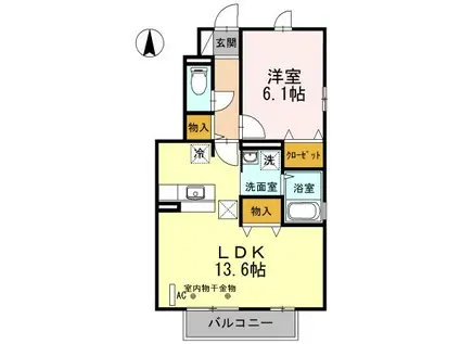 GRACE COURT B(1LDK/1階)の間取り写真