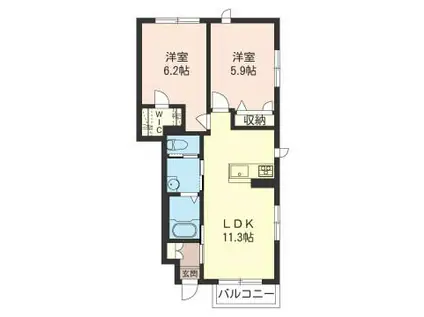 メゾンヴァンベール参番館(2LDK/1階)の間取り写真