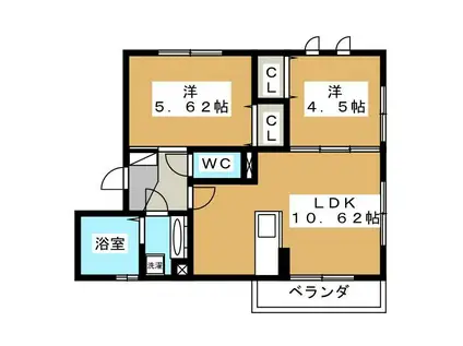リヴェール(2LDK/3階)の間取り写真