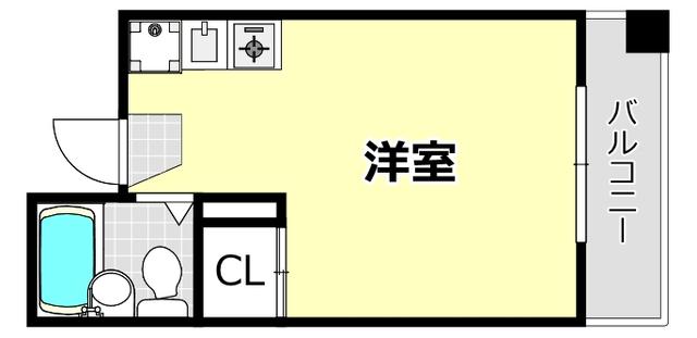 茨木ロイヤル(ワンルーム/5階)の間取り写真