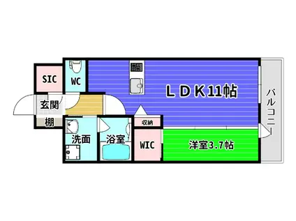 TEAL RESIDENCE BAY(1LDK/7階)の間取り写真