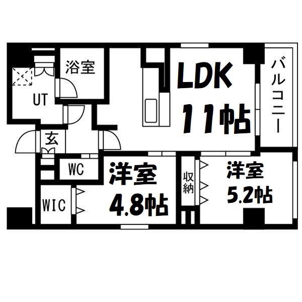 ポルタニグラサウス(2LDK/2階)の間取り写真