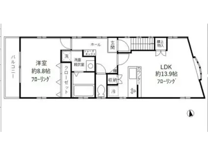 マーブルハウス 2階住居(1LDK/2階)の間取り写真