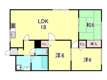 グランディア芦屋浜(3LDK/2階)の間取り写真