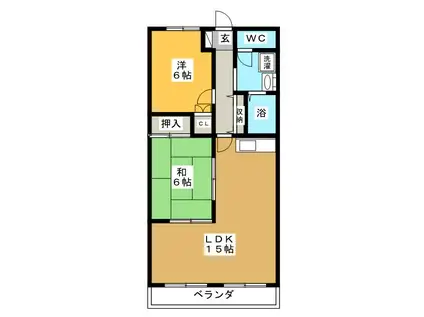 エバーグリーン柴田(2LDK/4階)の間取り写真