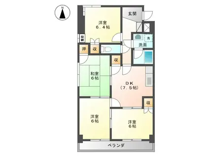 エステート南(4DK/1階)の間取り写真