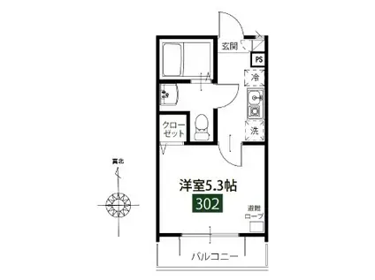 MELDIA梅島III(1K/3階)の間取り写真