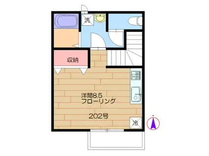 ノイグルーンハイム(ワンルーム/2階)の間取り写真