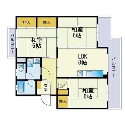 ビレッジ都府楼Ⅱ(3LDK/1階)の間取り写真