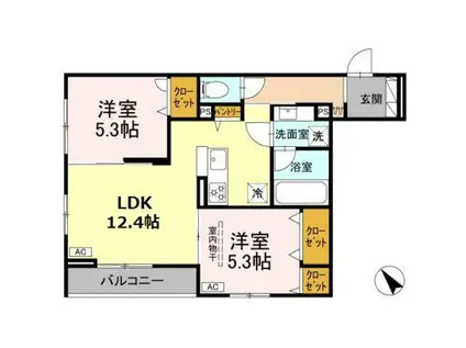 シャルムコート(2LDK/3階)の間取り写真