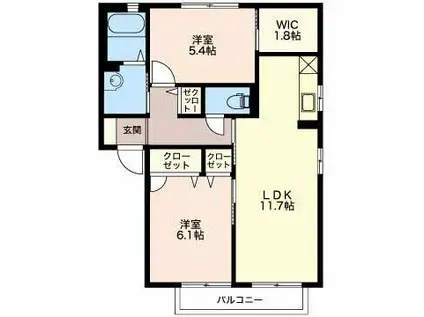 グランシードあづみ(2LDK/1階)の間取り写真